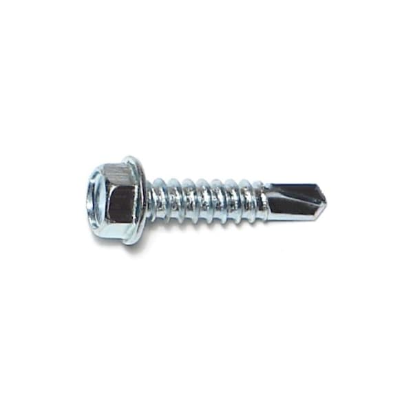 Self-Drilling Screw, #12 x 1 in, Zinc Plated Steel Flange Hex Head External Hex Drive, 100 PK